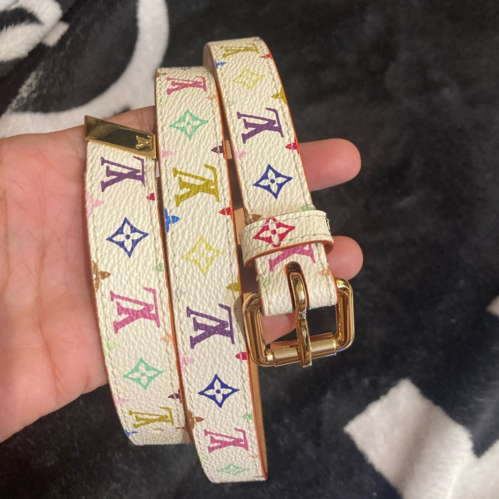 💯% LOUIS VUITTON multi color murakami thin belt